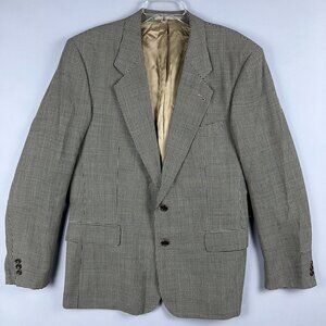 Hugo Boss Balzer Jacket Mens Size 42 Houndstooth Wool Silk Brown Blue